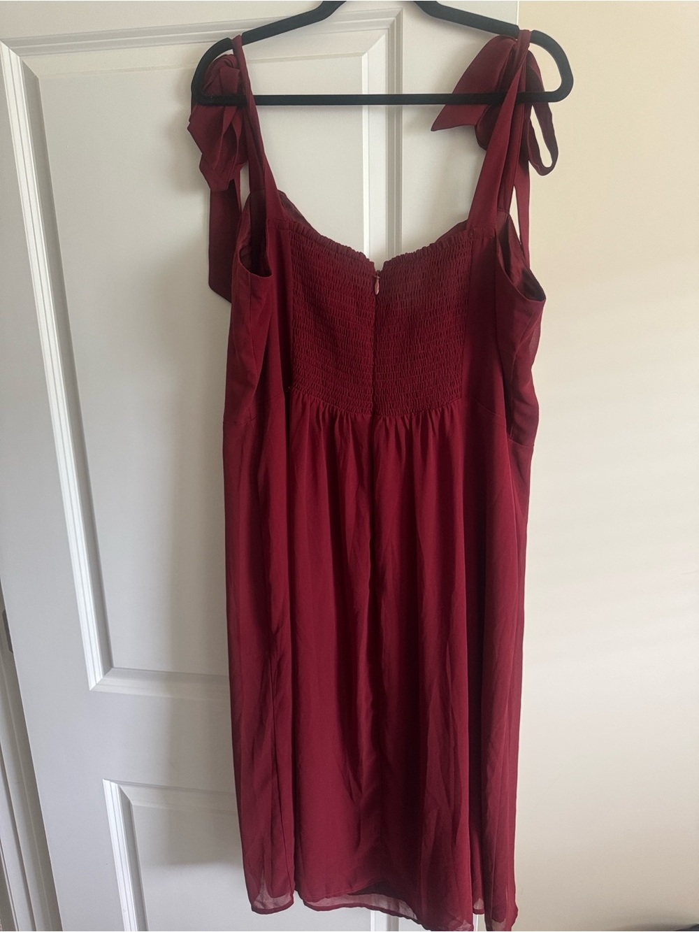 Wine Red Tie-Shoulder Sundress